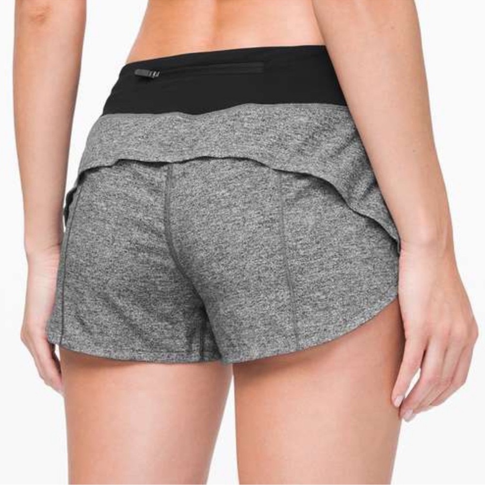 Lululemon Speed Up running shorts in gray and black